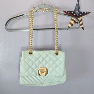 Elegant Mint Green Quilted Shoulder Bag